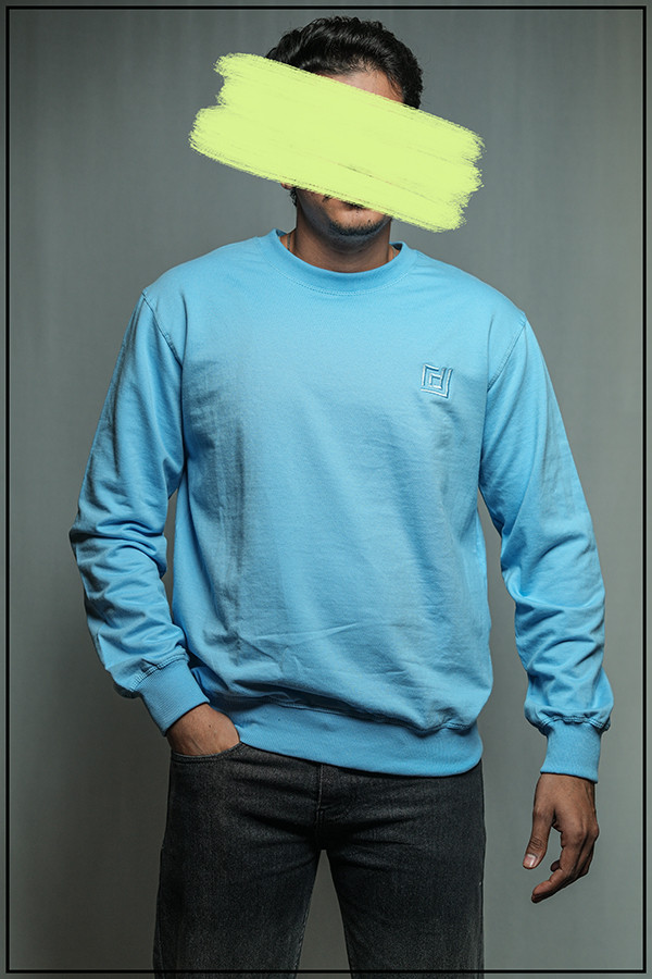 DRIFFTED RegularFit Unisex Sweatshirt, Solid Embroidered Sweatshirt skyblue
