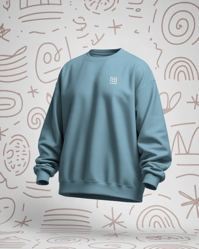 DRIFFTED RegularFit Unisex Sweatshirt, Solid Embroidered Sweatshirt skyblue