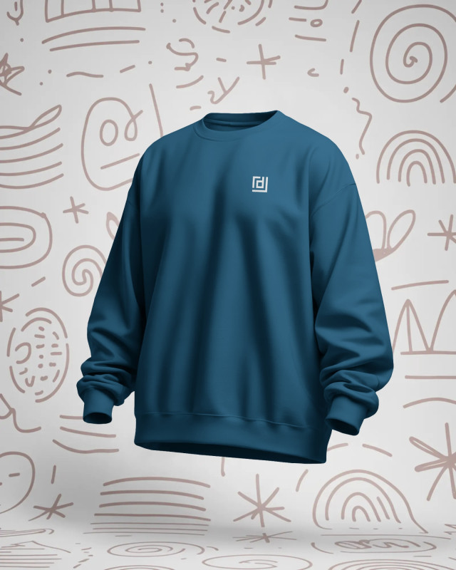 DRIFFTED RegularFit Unisex Sweatshirt, Solid Embroidered Sweatshirt Teal